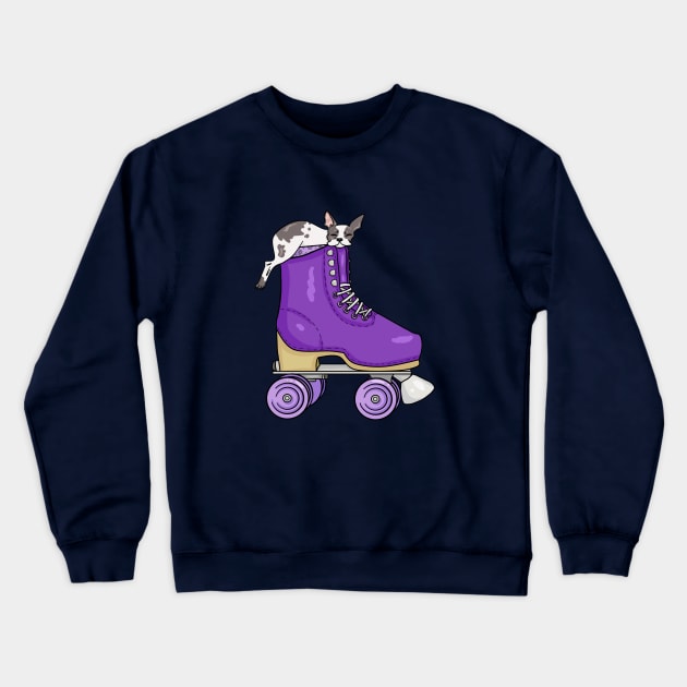 French Bulldog Rollerskate Crewneck Sweatshirt by ApothecaryOpossum